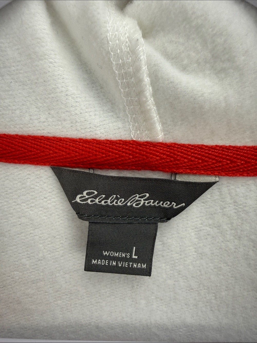 Eddie Bauer White USA Zip Hoodie with Red & Navy Star Accents Women’s Large - Picture 2 of 11